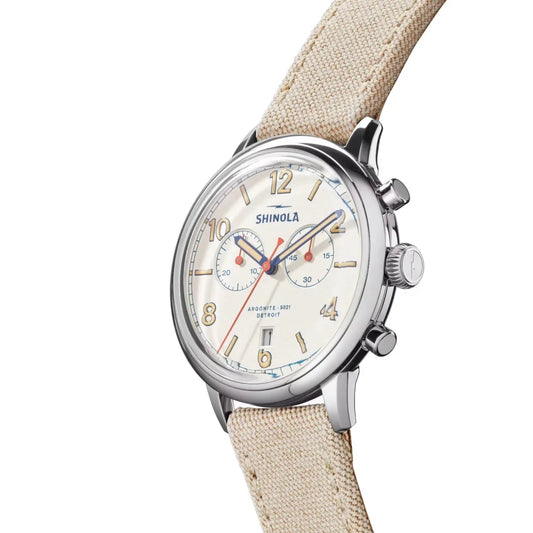 Shinola Watches - Traveler White Alabaster 2 Eye Chronograph
