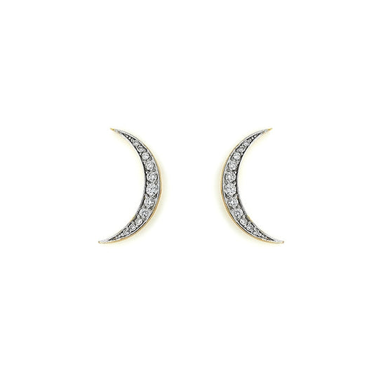 lavianojewelers - 18K Yellow Gold and Diamond Crescent Moon