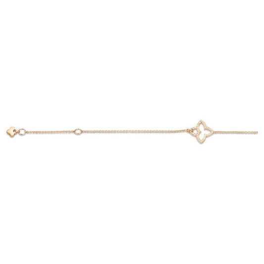 Tirisi Jewelry - 18K Rose Gold Diamond Clover Charm Bracelet