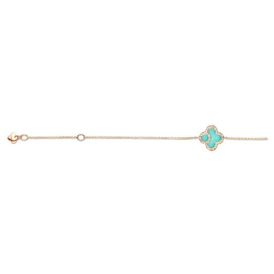 Tirisi Jewelry - 18K Rose Gold Diamond & Turquoise Clover
