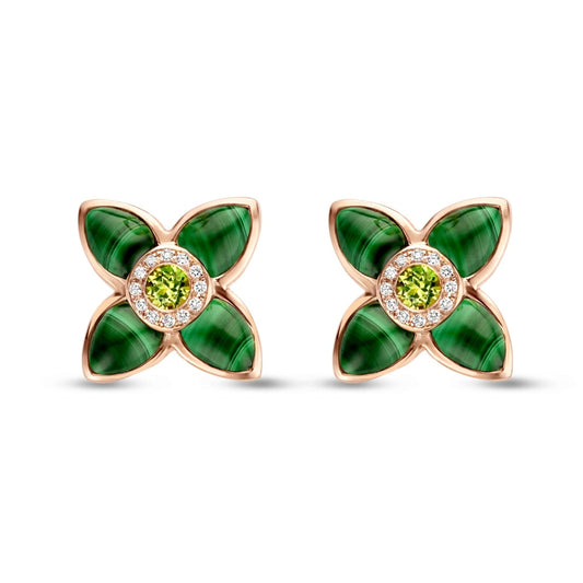 Tirisi Jewelry Earrings - 18K Rose Gold Malachite and