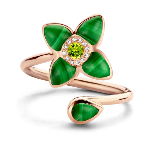 Tirisi Jewelry Rings - 18K Rose Gold Malachite Peridot