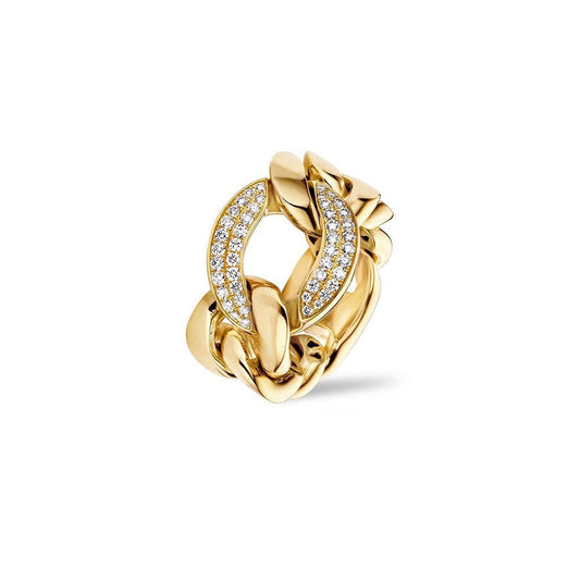 Tirisi Jewelry - 18K Yellow Gold Diamond Chain Ring |