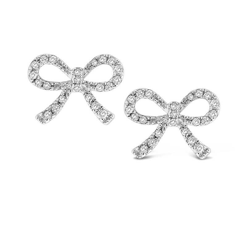 KC Designs 14K White Gold Diamond Bow Earrings