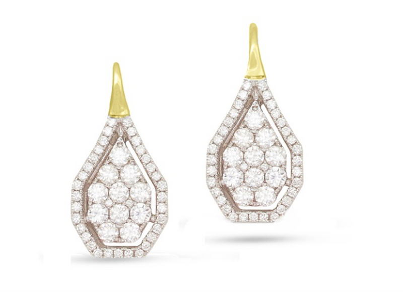 Frederic Sage 14K Two Tone Diamond Drop Earrings