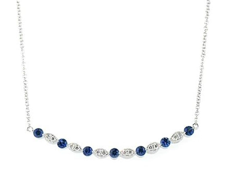 Pe Jay Creations 14K White Gold Sapphire and Diamond Necklace