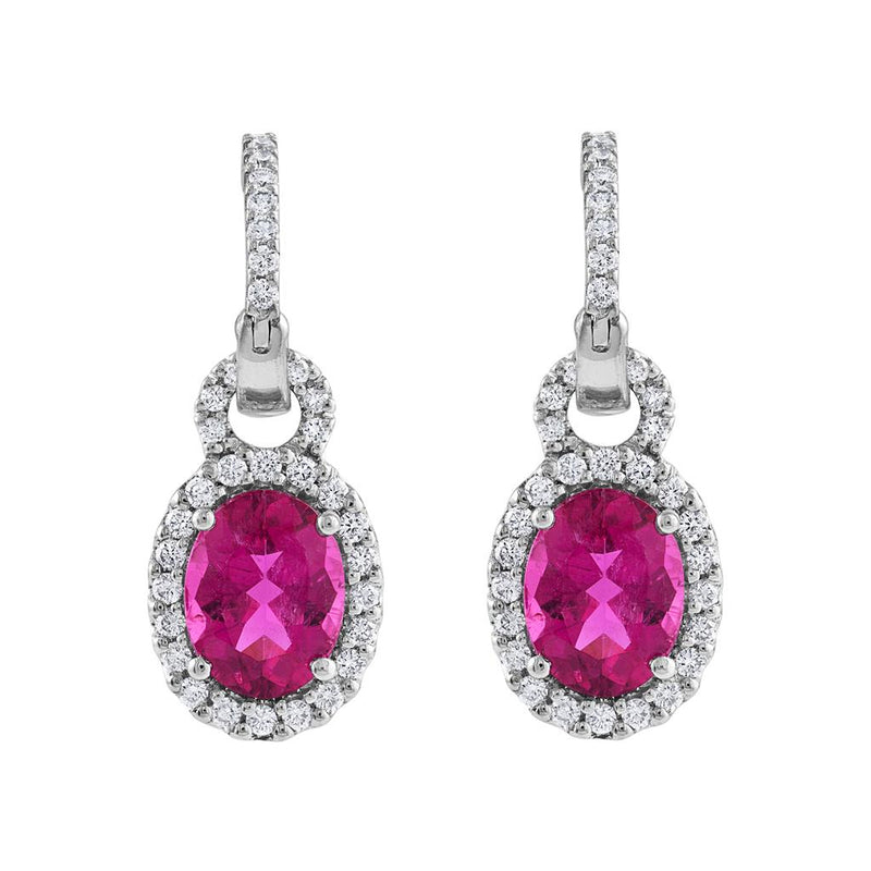 LaViano Fashion 18K White Gold Rubelite and Diamond Earrings