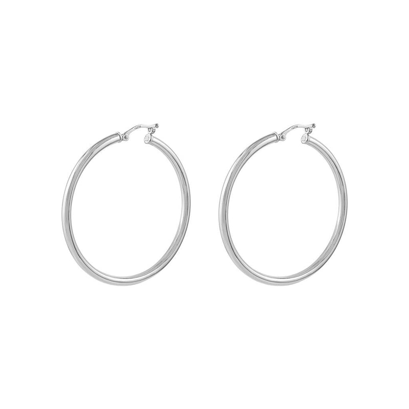 LaViano Fashion 14K White Gold Hoop Earrings 2.5MM X 40MM