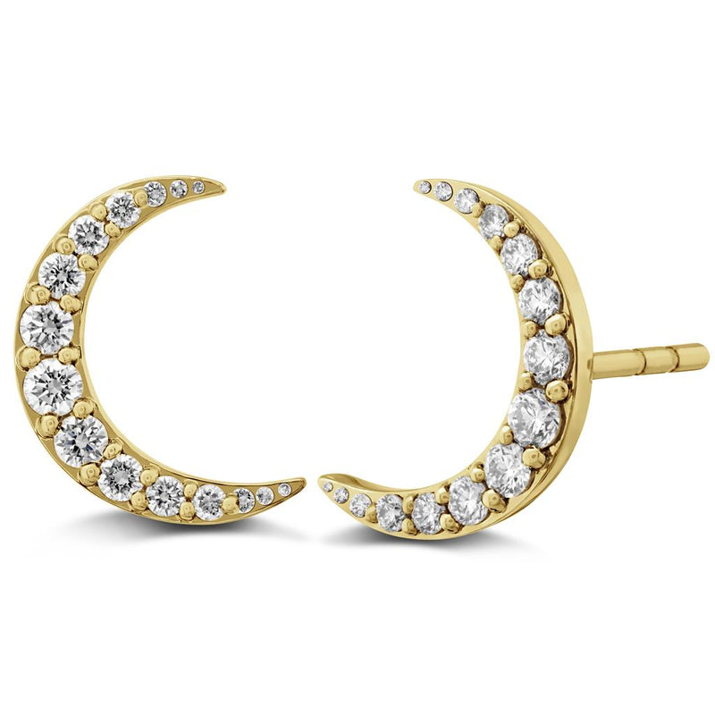 LaViano Fashion 18K Yellow Gold Diamond Crescent Earrings
