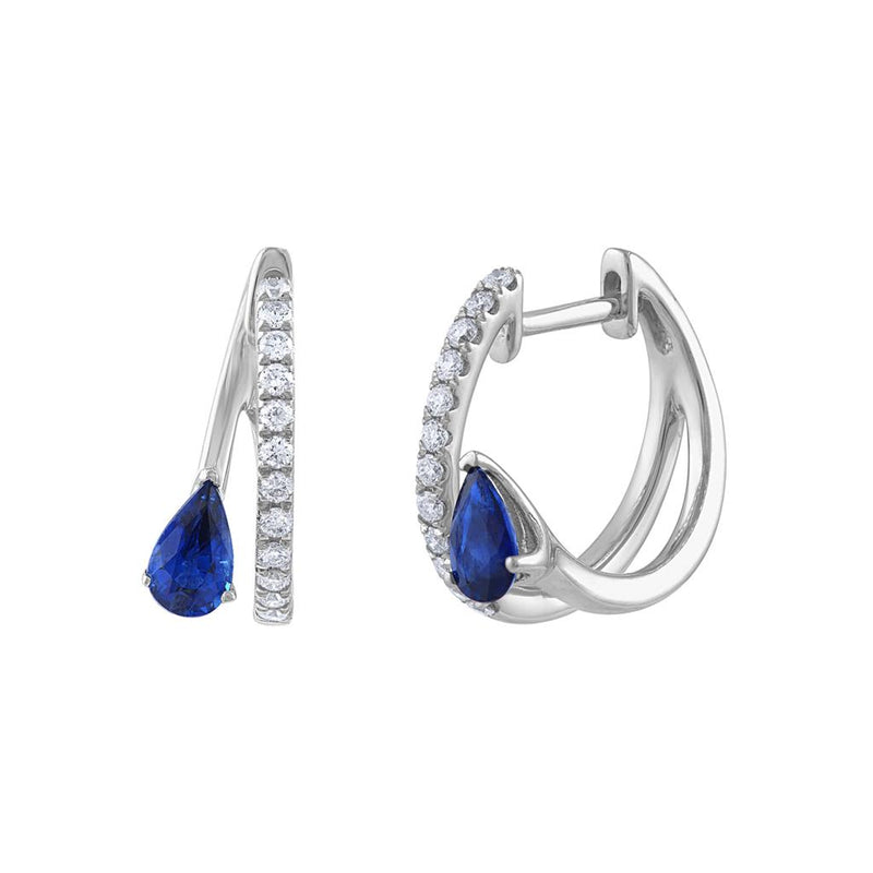 LaViano Fashion 14K White Gold Sapphire and Diamond Earrings