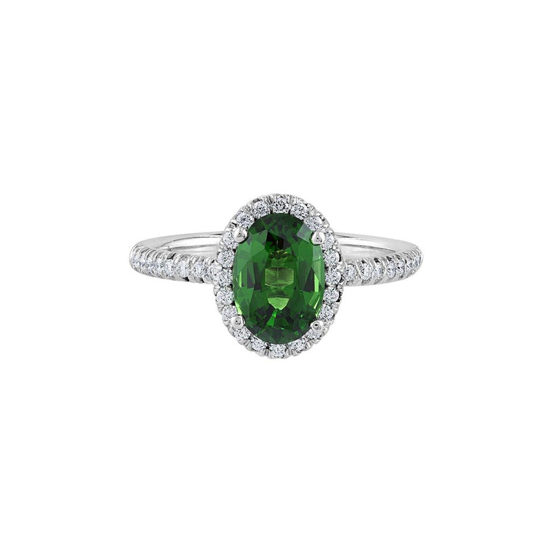 LaViano Fashion 18K White Gold Tsavorite and Diamond Ring