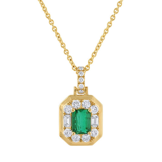 LaViano Fashion 18K Yellow Gold Emerald and Diamond Pendant