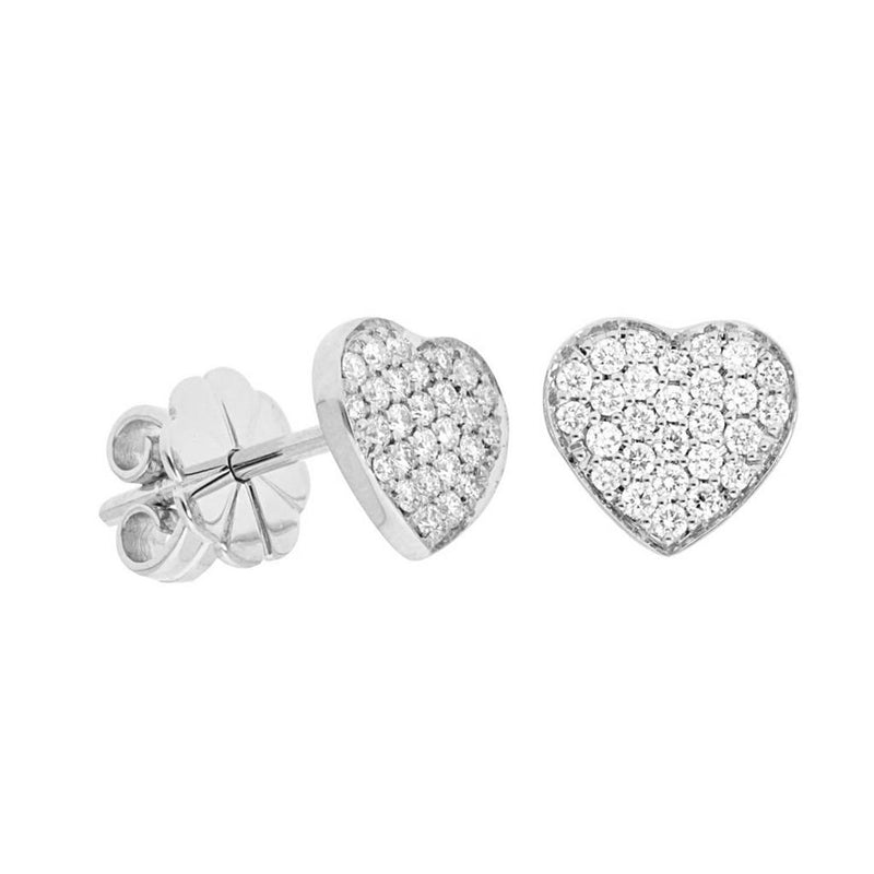 LaViano Fashion 14K White Gold Diamond Heart Earrings