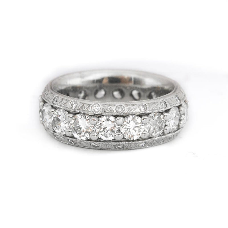 ELI Jewels Platinum and Diamond Eternity Wedding Band