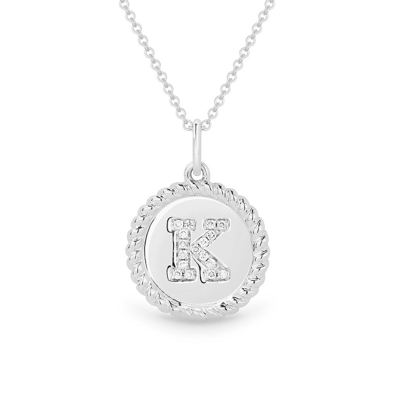 LaViano Fashion 14K White Gold Diamond Initial "K" Pendant