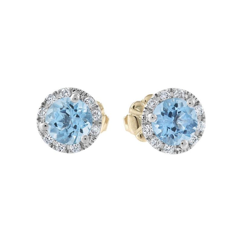 LaViano Fashion 14K White Gold Aquamarine and Diamond Earrings