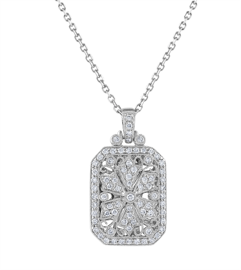 Pe Jay Creations 14K White Gold Diamond Locket Necklace