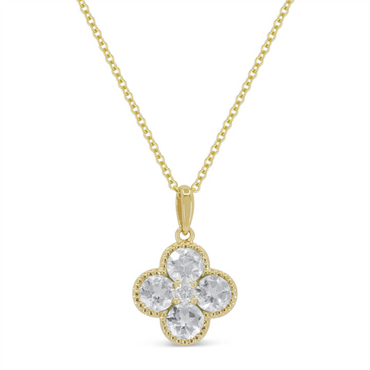LaViano Fashion 14K Yellow Gold Diamond Clover Necklace