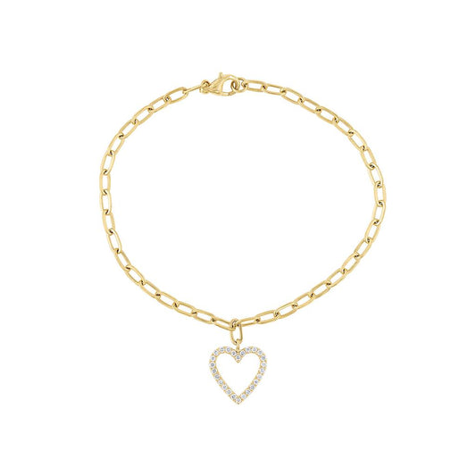 LaViano Fashion 14K Two Tone Diamond Heart Bracelet