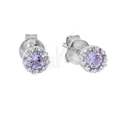 LaViano Fashion 14K White Gold Created Alexandrite and Diamond Earrings