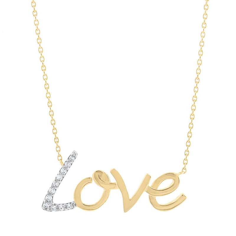 KC Designs 14K Yellow Gold Diamond Love Necklace