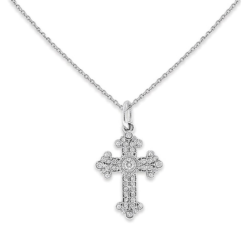 KC Designs 14K White Gold Diamond Cross 37 Diamonds .13 Carats