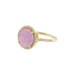 LLaViano Fashion 18 Karat Yellow Gold Pink Sapphire and Diamond Ring