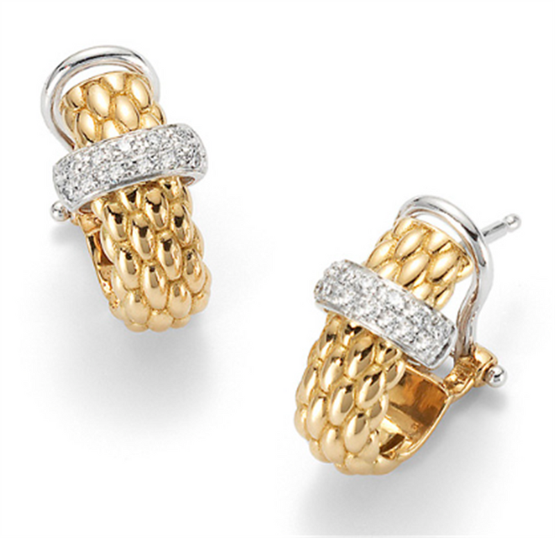 FOPE18K  Yellow Gold Diamond  Earrings