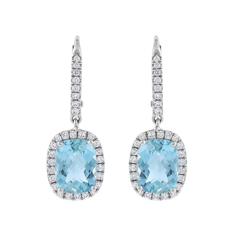 LaViano Fashion 18K White Gold Aquamarine and Diamond Earrings