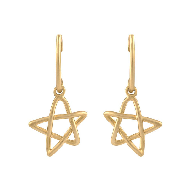 LaViano Fashion 18K Yellow Gold Doodle Star Drop Earrings