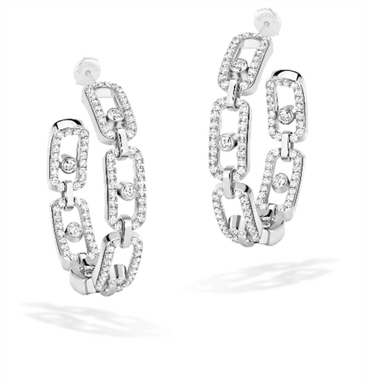 Messika 18K White Gold Move Link Small Hoop Earrings