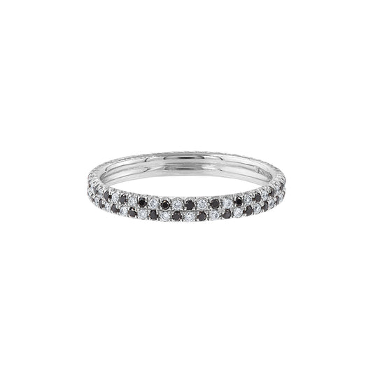 LaViano Fashion 18K White Gold Black and White Diamond Band