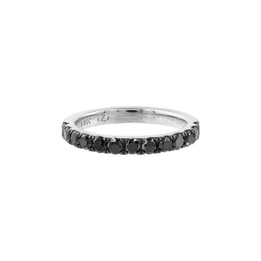 LLaViano Fashion 14K White Gold Black Diamond Band