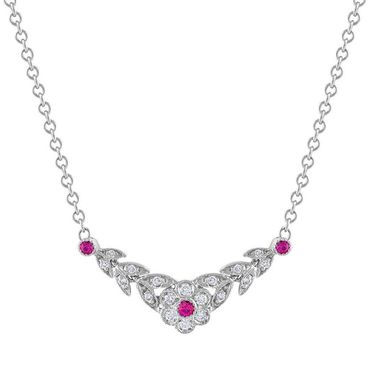 LaViano Fashion 18K White Gold Ruby and Diamond Necklace