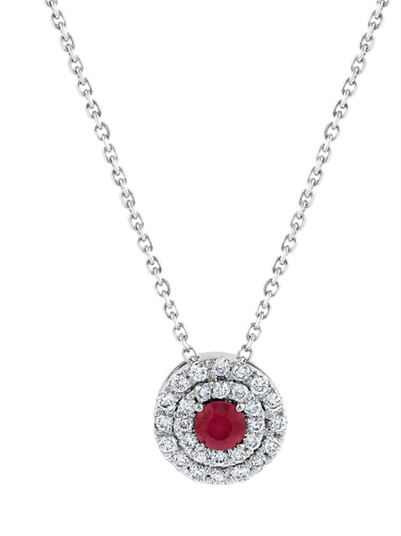 Pe Jay Creations 14K White Gold Ruby and Diamond Pendant