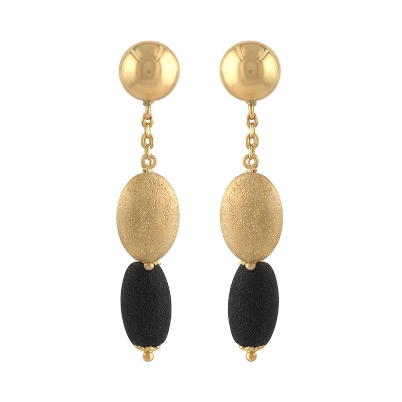 LaViano Fashion 14K Yellow Gold and Black Gold Earrings