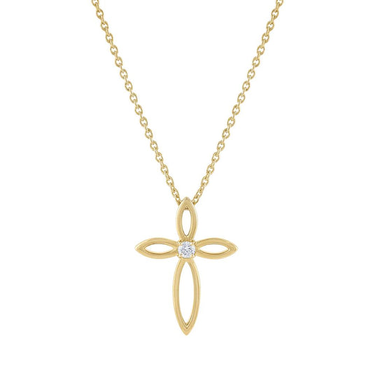 LaViano Fashion 14K Yellow Gold Cross with Diamond