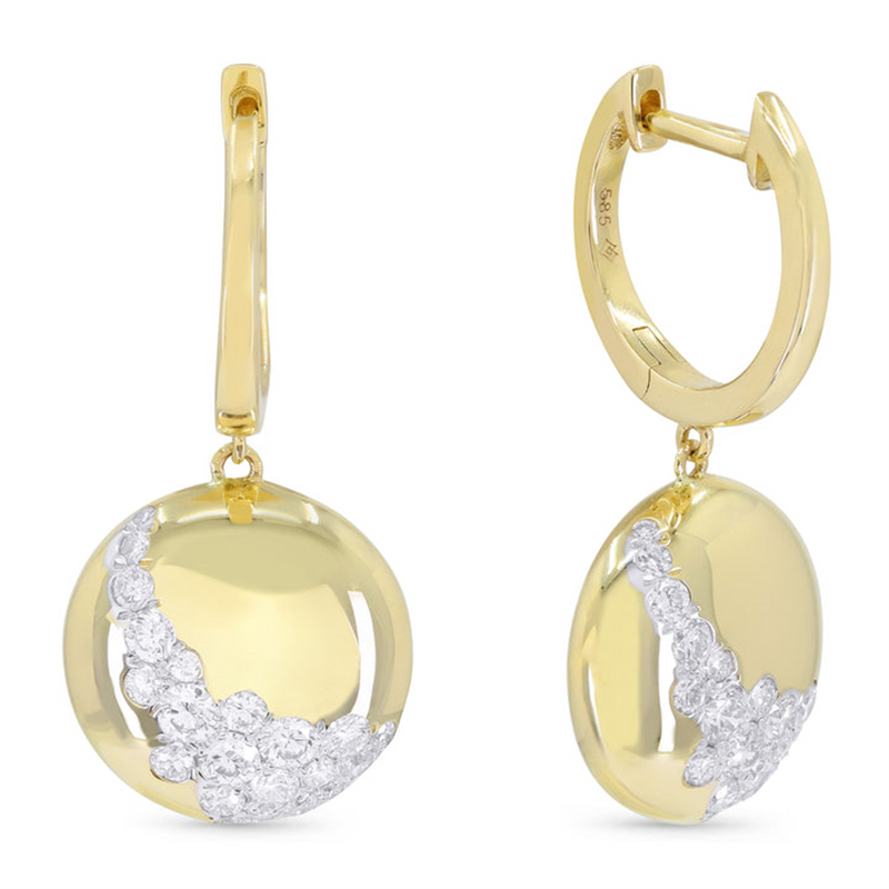 LaViano Fashion 14K Yellow Gold Diamond Strip Earrings