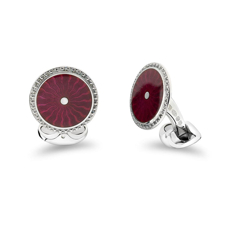 Deakin & Francis Sterling Silver Magenta Enamel Cufflinks