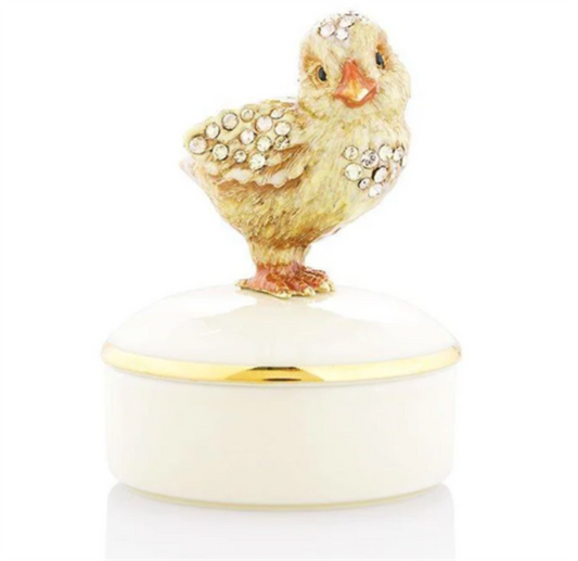 Jay Strongwater Sawyer Chick Round Porcelain Box