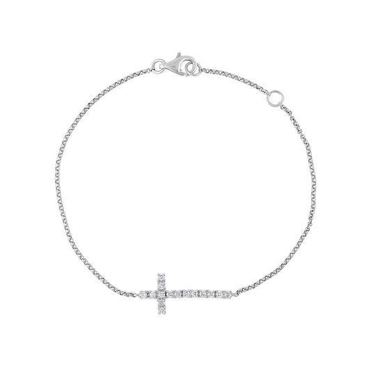 LaViano Fashion 18K White Gold Diamond Cross Bracelet