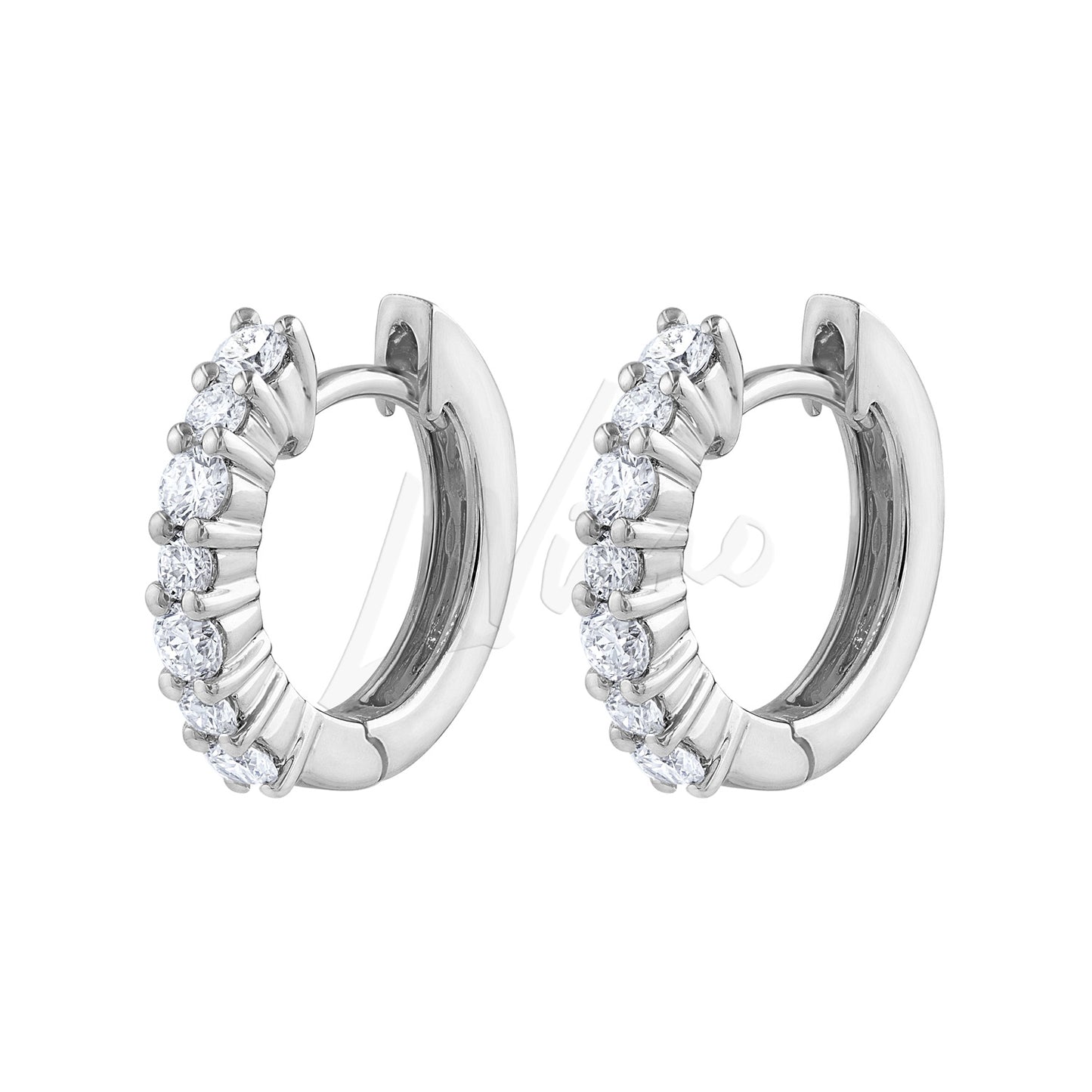 LaViano Fashion 14K White Gold Diamond Hoop Earrings