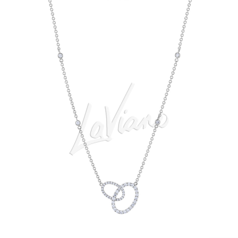 LaViano Fashion 14K White Gold Diamond Interlocking Circle Necklace