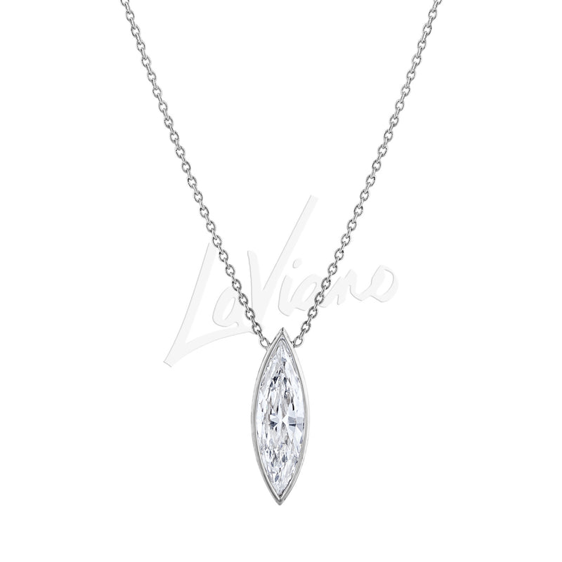 LaViano Bespoke 14K White Gold Marquise Diamond Necklace