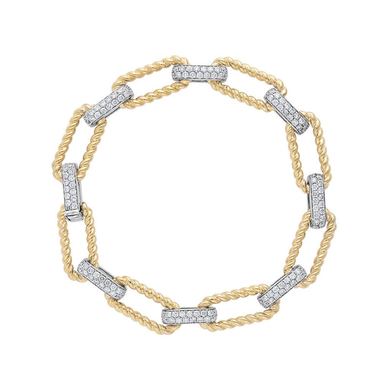LaViano Fashion 14K Yellow Gold Diamond Link Bracelet