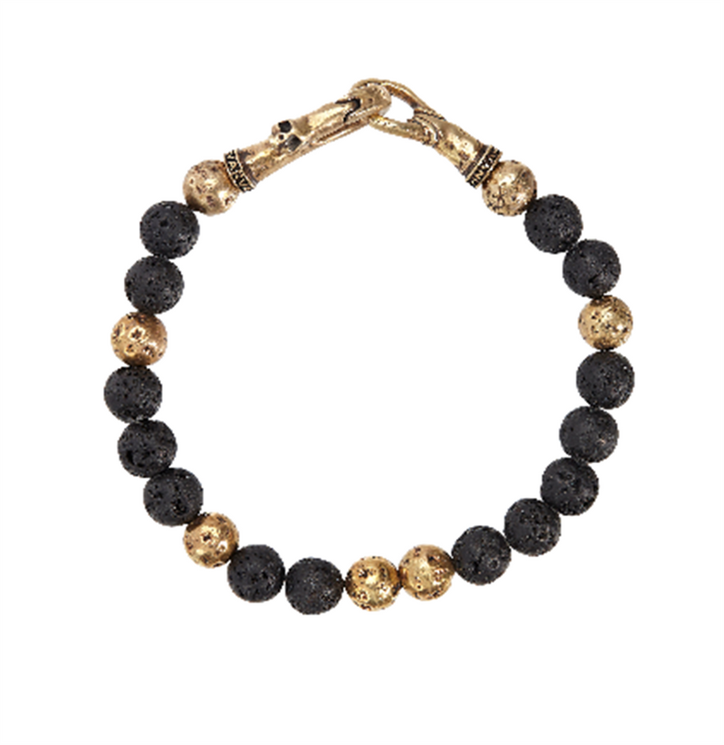 John Varvatos Brass Lava Beaded Bracelet