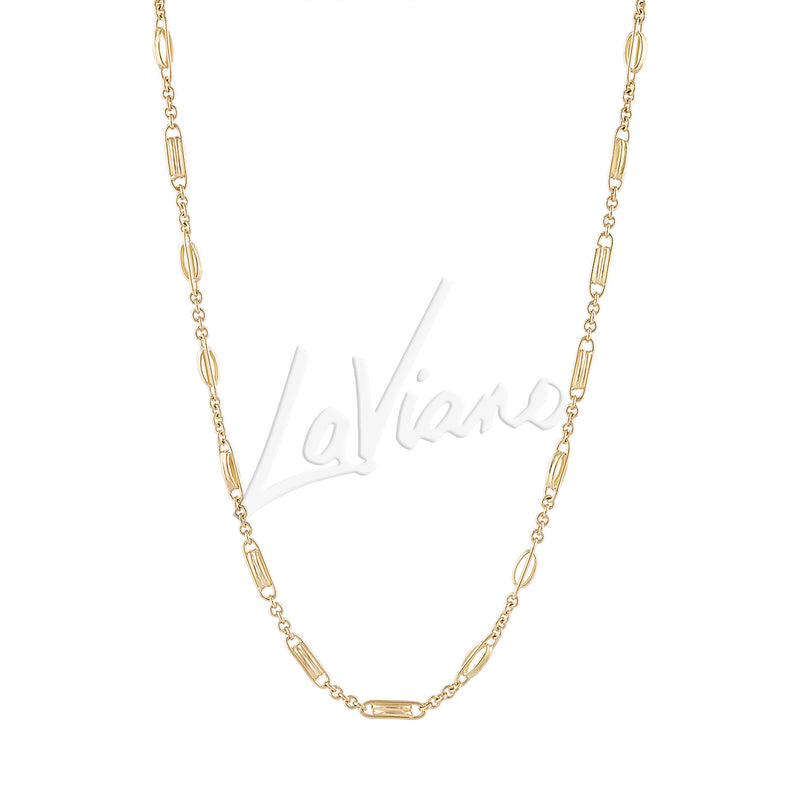 LaViano Fashion 18K Yellow Gold Fancy Link Chain Necklace