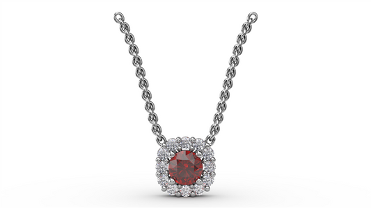 LaViano Fashion 14K White Gold Ruby and Diamond Necklace