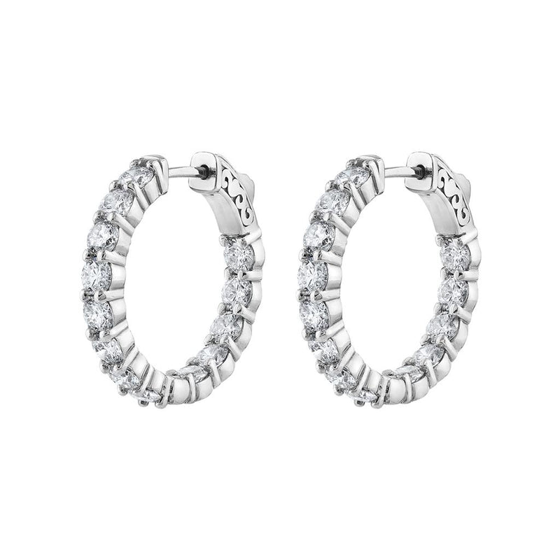 LaViano Fashion 14K White Gold Diamond Hoop Earrings