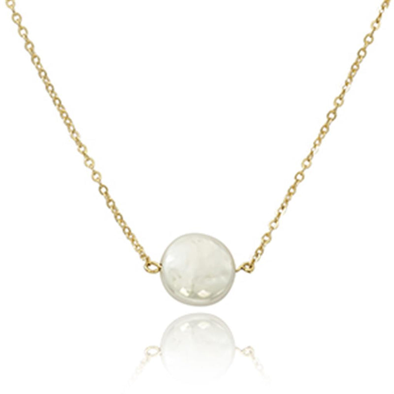 LaViano Fashion 14K Yellow Gold Coin Pearl Necklace